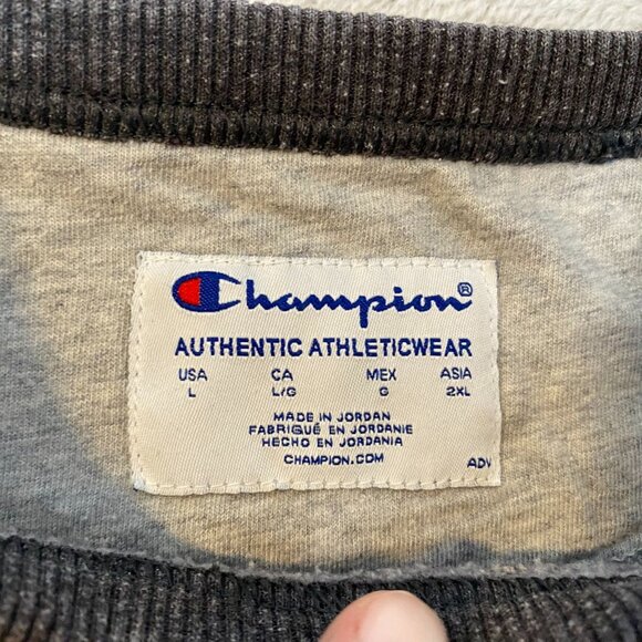 Champion Mens Sweatshirt Size L Gray Long Sleeve Crewneck Cotton Blend - Picture 5 of 11
